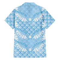 Baby Blue Mermaid Puakenikeni Maile Lei Family Matching Tank Maxi Dress and Hawaiian Shirt LT01 - Polynesian Pride