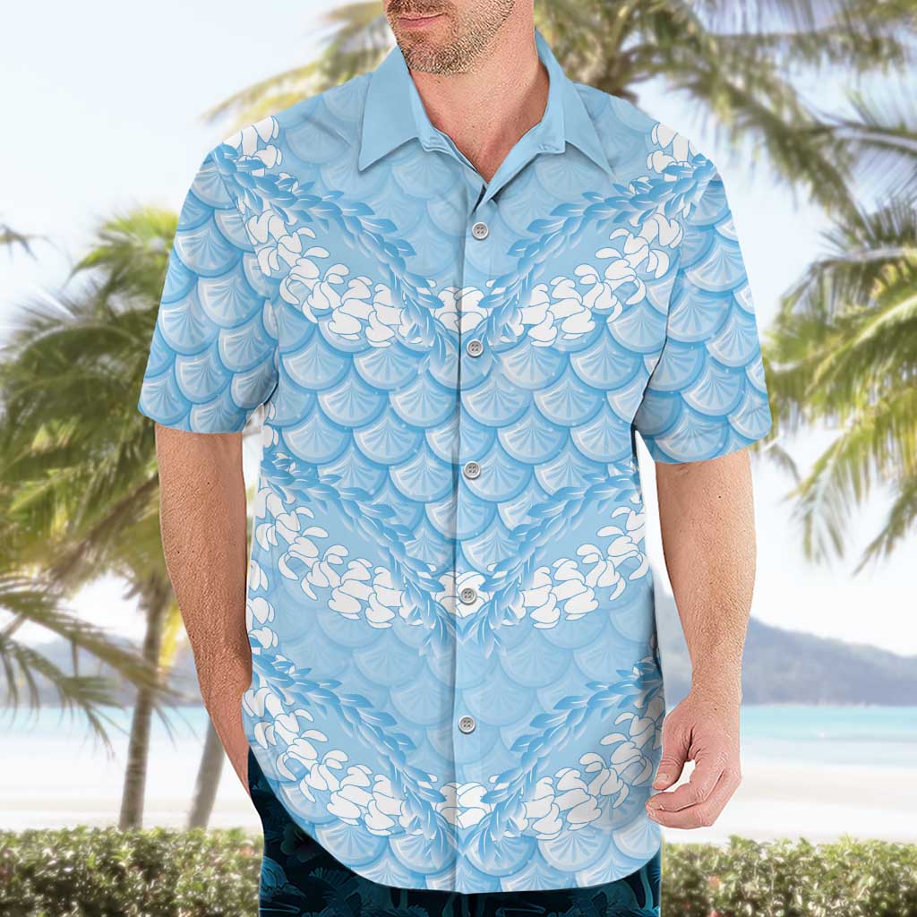 Baby Blue Mermaid Puakenikeni Maile Lei Hawaiian Shirt LT01 - Polynesian Pride
