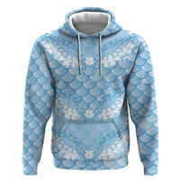 Baby Blue Mermaid Puakenikeni Maile Lei Hoodie LT01 Pullover Hoodie Blue - Polynesian Pride