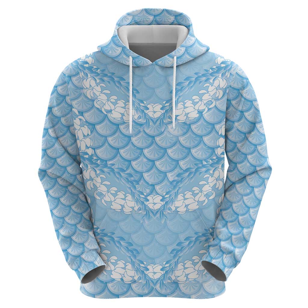 Baby Blue Mermaid Puakenikeni Maile Lei Hoodie LT01 - Polynesian Pride