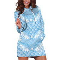 Baby Blue Mermaid Puakenikeni Maile Lei Hoodie Dress LT01 Blue - Polynesian Pride