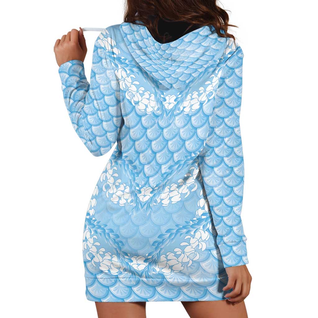 Baby Blue Mermaid Puakenikeni Maile Lei Hoodie Dress LT01 - Polynesian Pride