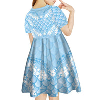 Baby Blue Mermaid Puakenikeni Maile Lei Kid Short Sleeve Dress
