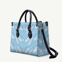 Baby Blue Mermaid Puakenikeni Maile Lei Leather Bag