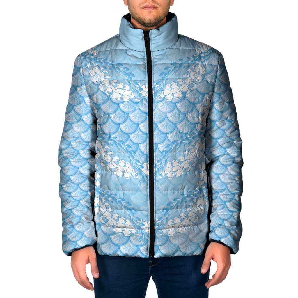 Baby Blue Mermaid Puakenikeni Maile Lei Padded Jacket
