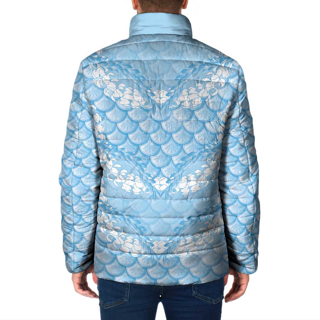 Baby Blue Mermaid Puakenikeni Maile Lei Padded Jacket