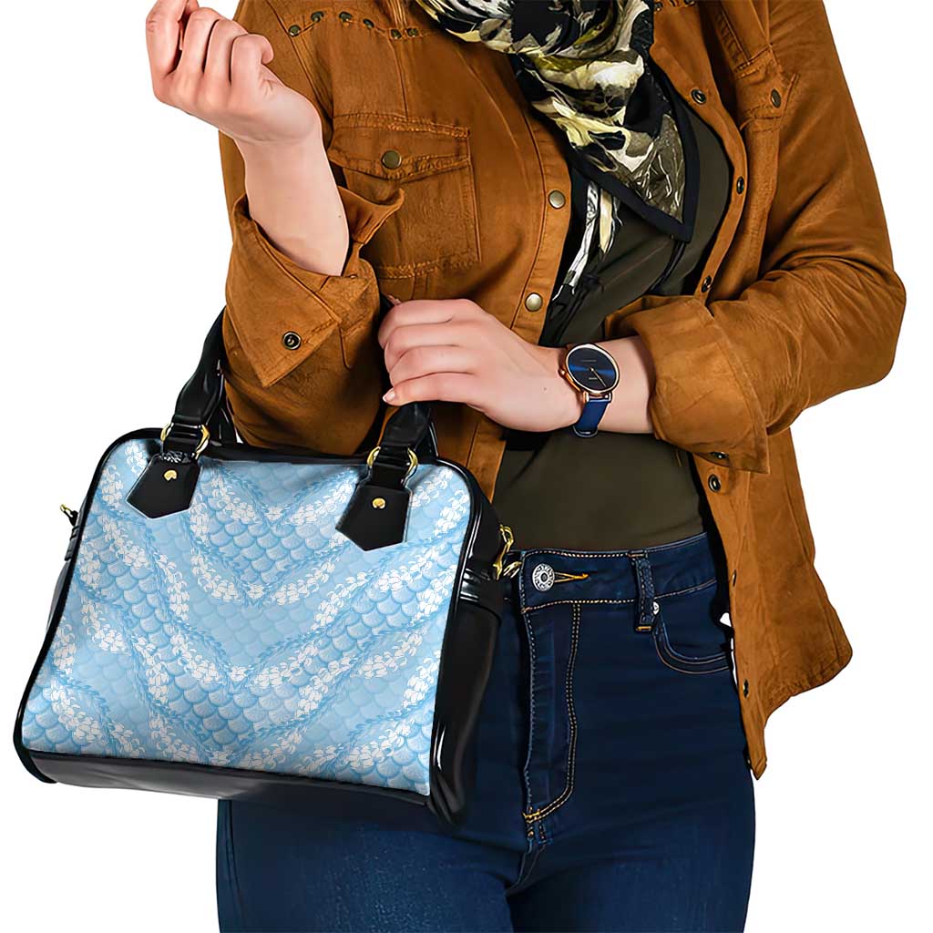 Baby Blue Mermaid Puakenikeni Maile Lei Shoulder Handbag