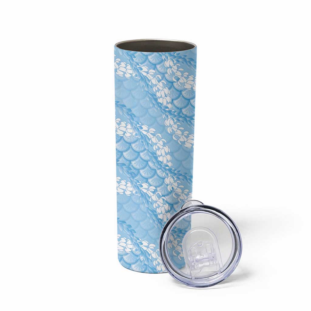Baby Blue Mermaid Puakenikeni Maile Lei Skinny Tumbler LT01 - Polynesian Pride