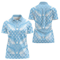 Baby Blue Mermaid Puakenikeni Maile Lei Women Polo Shirt LT01 - Polynesian Pride