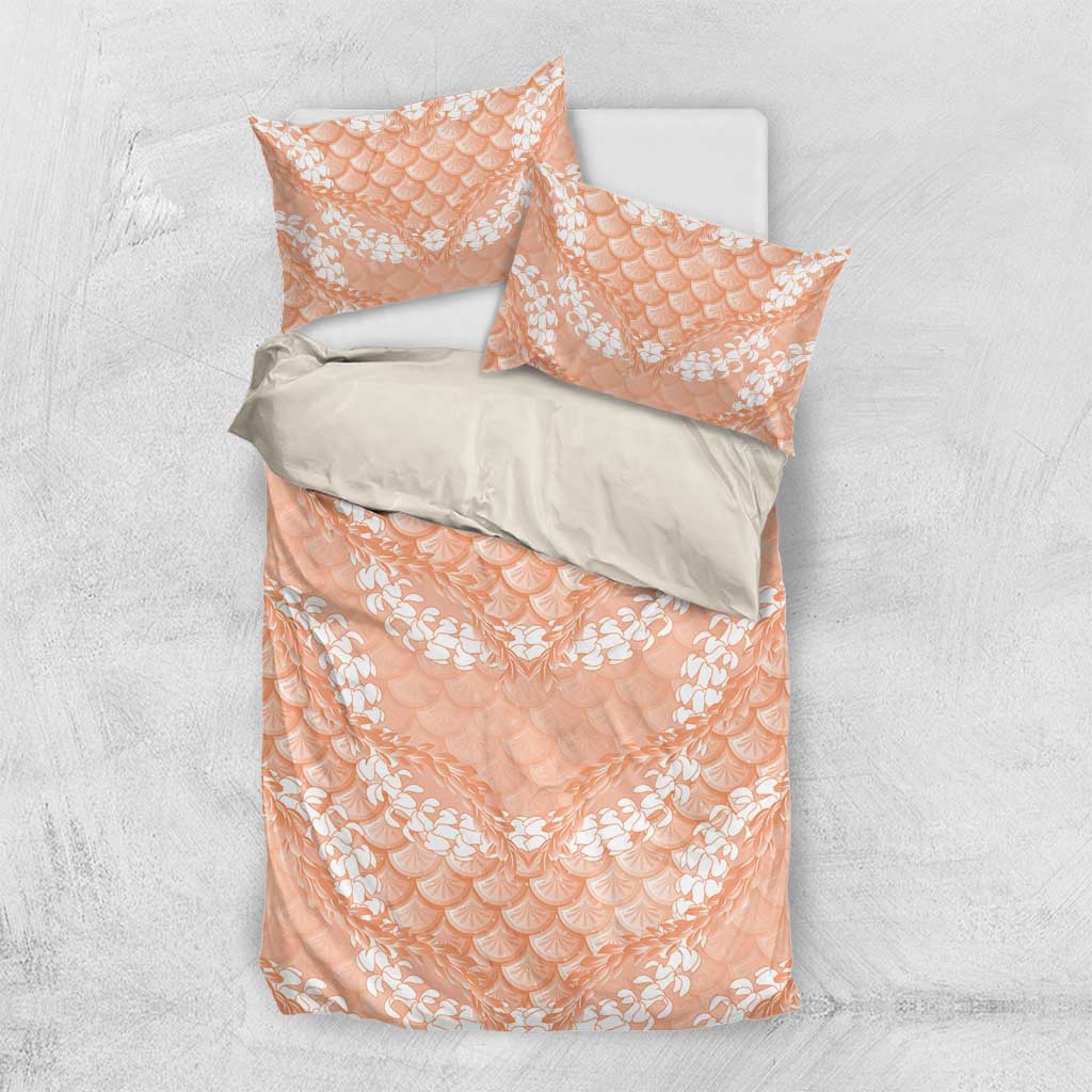 Apricot Mermaid Puakenikeni Maile Lei Bedding Set