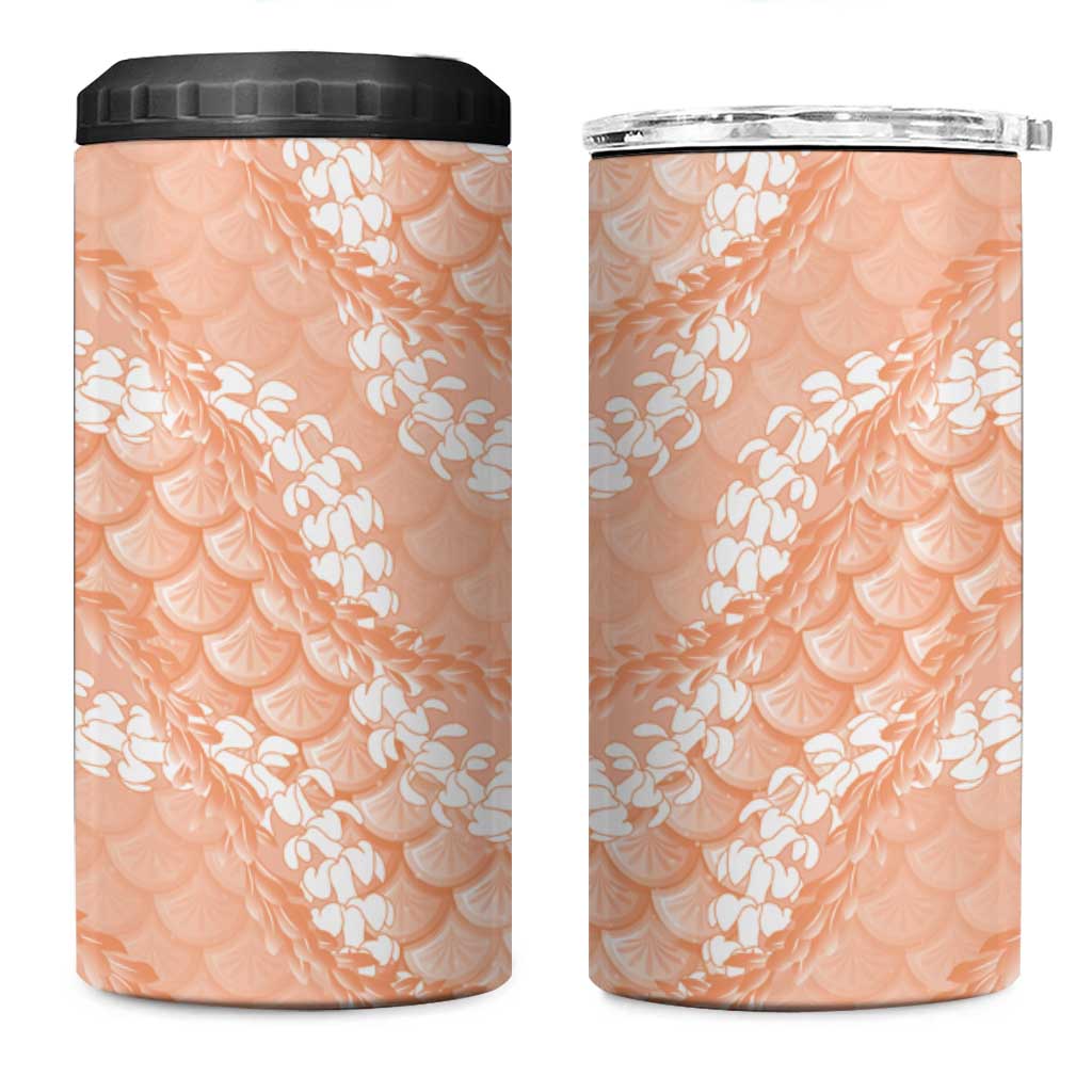 Apricot Mermaid Puakenikeni Maile Lei 4 in 1 Can Cooler Tumbler