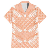 Apricot Mermaid Puakenikeni Maile Lei Family Matching Mermaid Dress and Hawaiian Shirt LT01 Dad's Shirt - Short Sleeve Apricot - Polynesian Pride