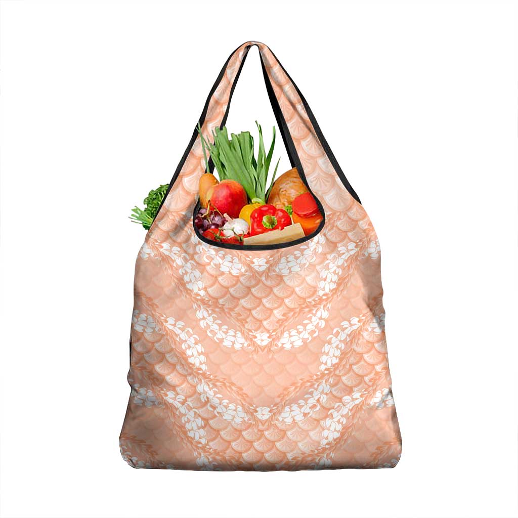 Apricot Mermaid Puakenikeni Maile Lei Grocery Bag