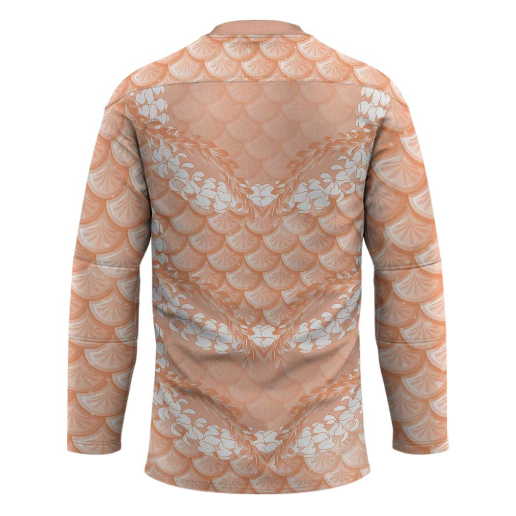 Apricot Mermaid Puakenikeni Maile Lei Hockey Jersey