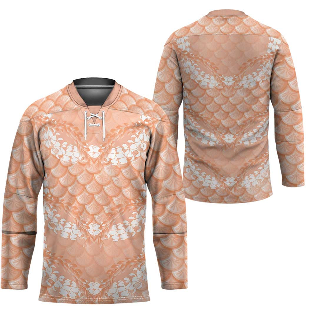 Apricot Mermaid Puakenikeni Maile Lei Hockey Jersey