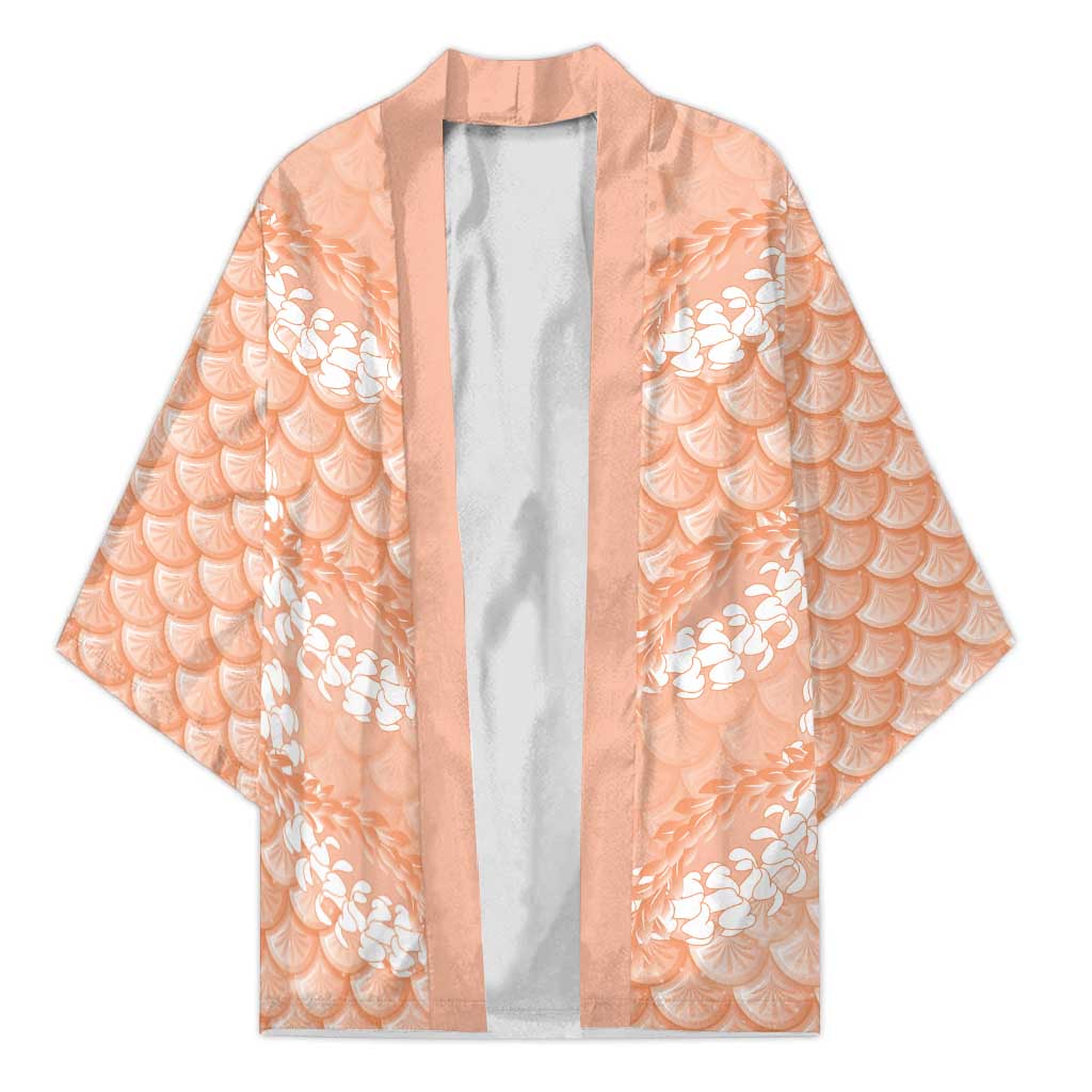 Apricot Mermaid Puakenikeni Maile Lei Kimono