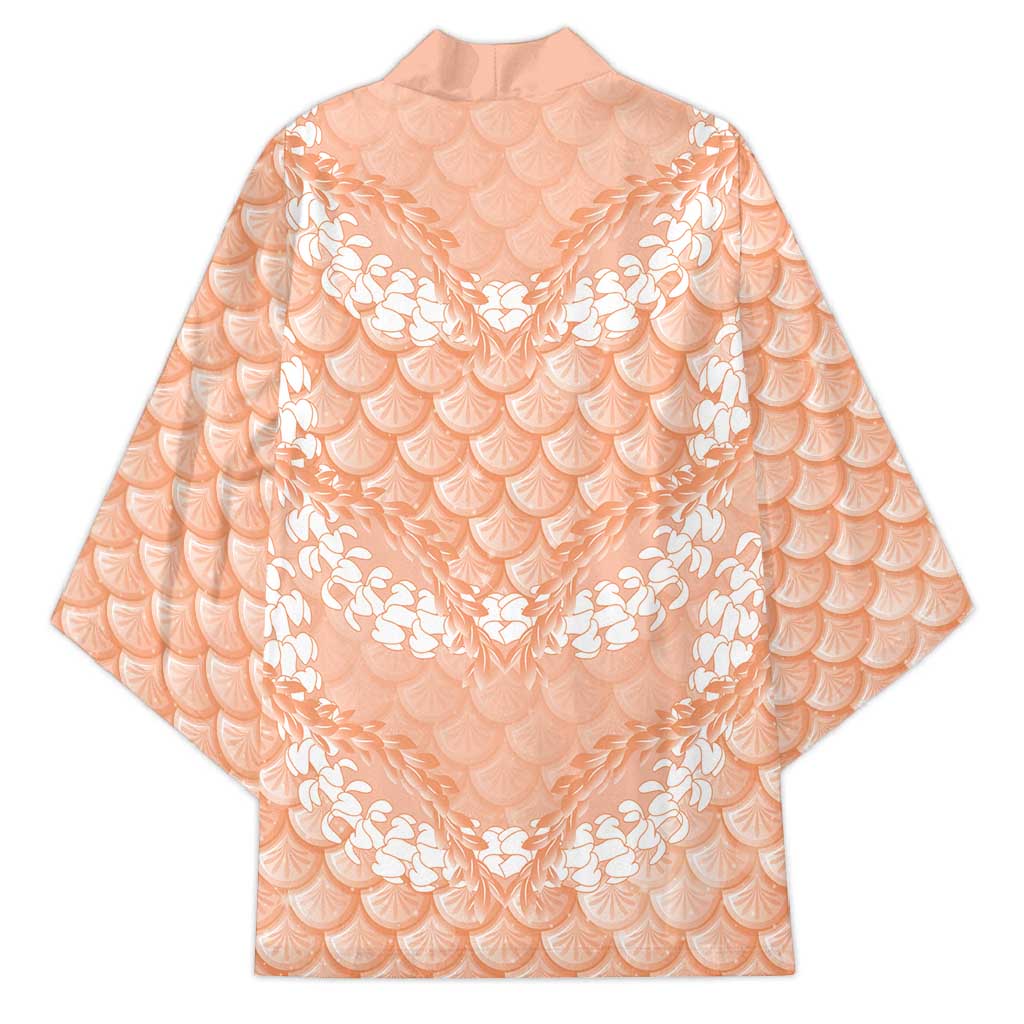 Apricot Mermaid Puakenikeni Maile Lei Kimono