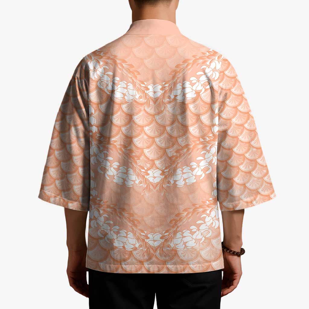 Apricot Mermaid Puakenikeni Maile Lei Kimono