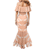 Apricot Mermaid Puakenikeni Maile Lei Mermaid Dress