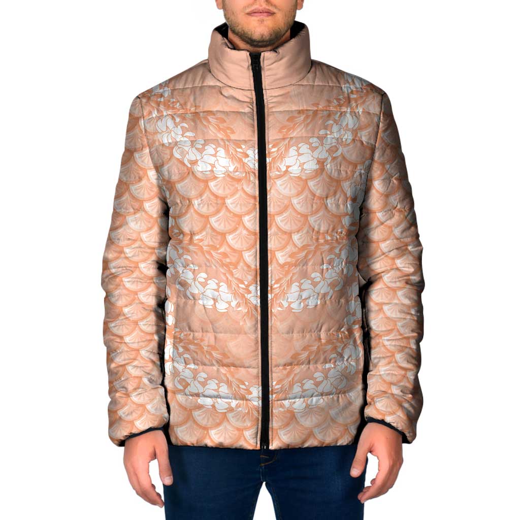 Apricot Mermaid Puakenikeni Maile Lei Padded Jacket