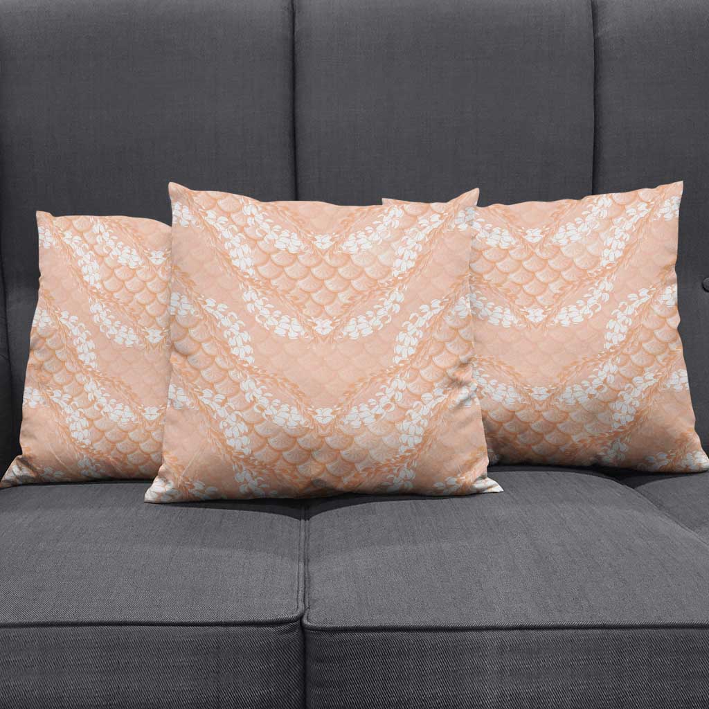 Apricot Mermaid Puakenikeni Maile Lei Pillow Cover