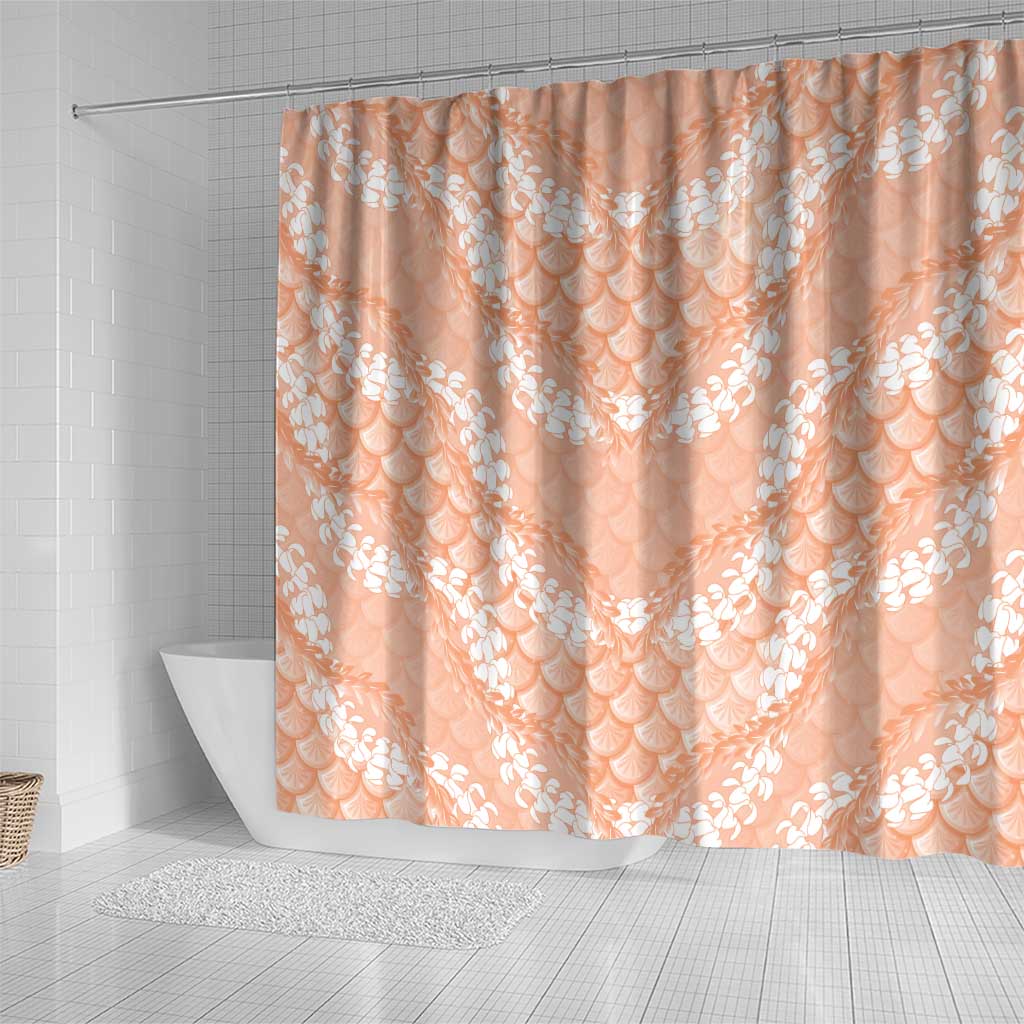 Apricot Mermaid Puakenikeni Maile Lei Shower Curtain