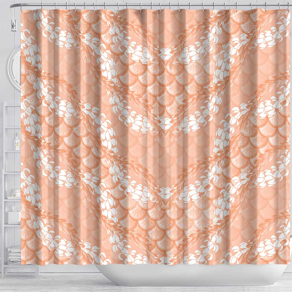 Apricot Mermaid Puakenikeni Maile Lei Shower Curtain
