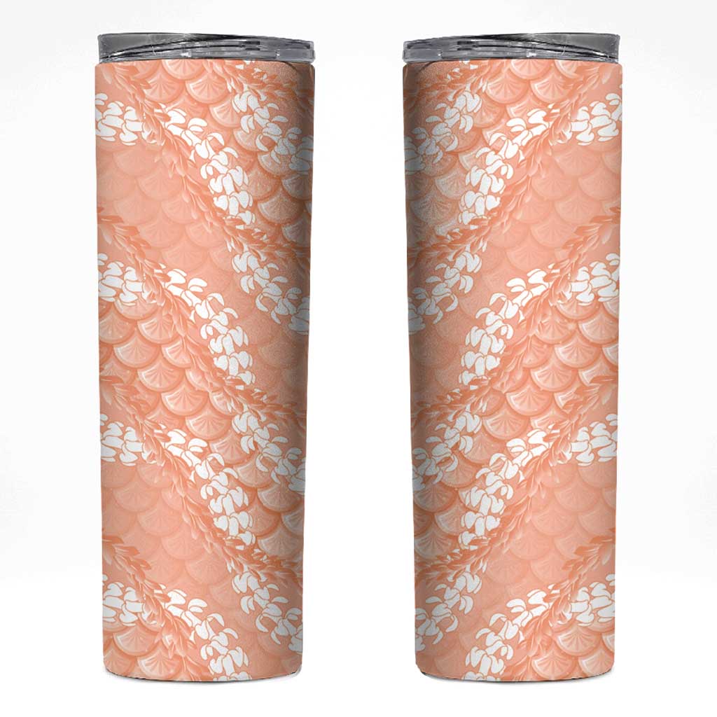 Apricot Mermaid Puakenikeni Maile Lei Skinny Tumbler LT01 Apricot - Polynesian Pride