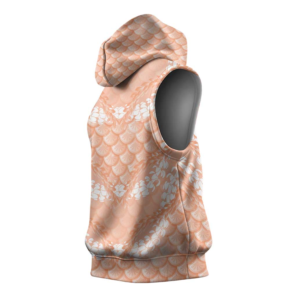 Apricot Mermaid Puakenikeni Maile Lei Sleeveless Hoodie