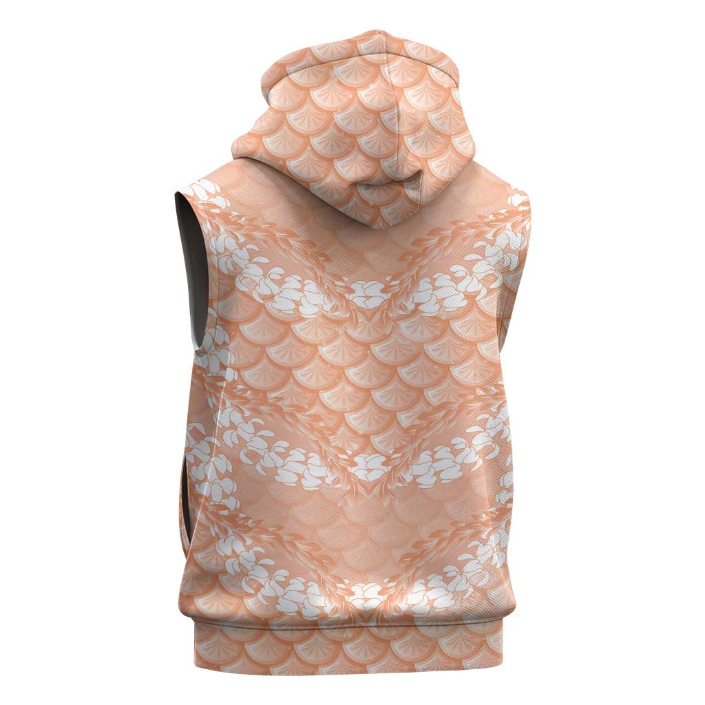 Apricot Mermaid Puakenikeni Maile Lei Sleeveless Zip Hoodie