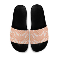 Apricot Mermaid Puakenikeni Maile Lei Slide Sandals