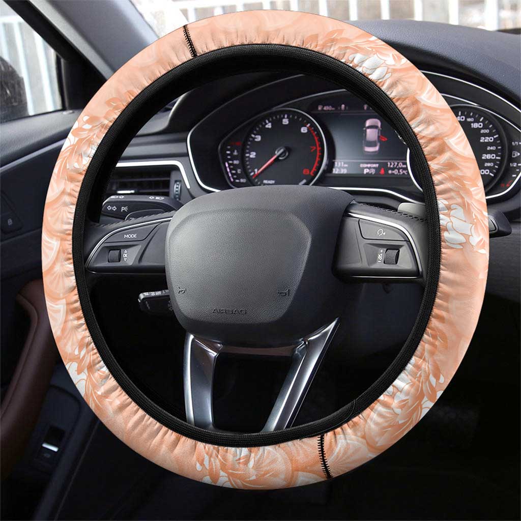 Apricot Mermaid Puakenikeni Maile Lei Steering Wheel Cover LT01 - Polynesian Pride