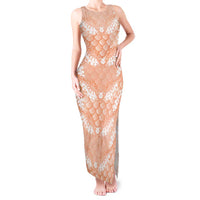 Apricot Mermaid Puakenikeni Maile Lei Tank Maxi Dress