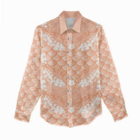 Apricot Mermaid Puakenikeni Maile Lei Women Casual Shirt LT01 - Polynesian Pride