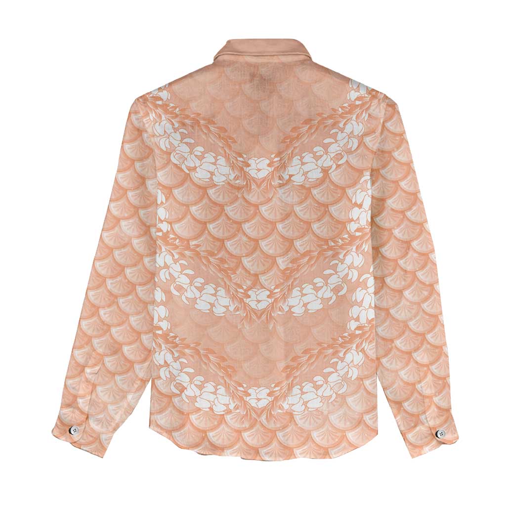 Apricot Mermaid Puakenikeni Maile Lei Women Casual Shirt LT01 - Polynesian Pride