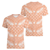 Apricot Mermaid Puakenikeni Maile Lei Women V-Neck T-Shirt LT01 - Polynesian Pride