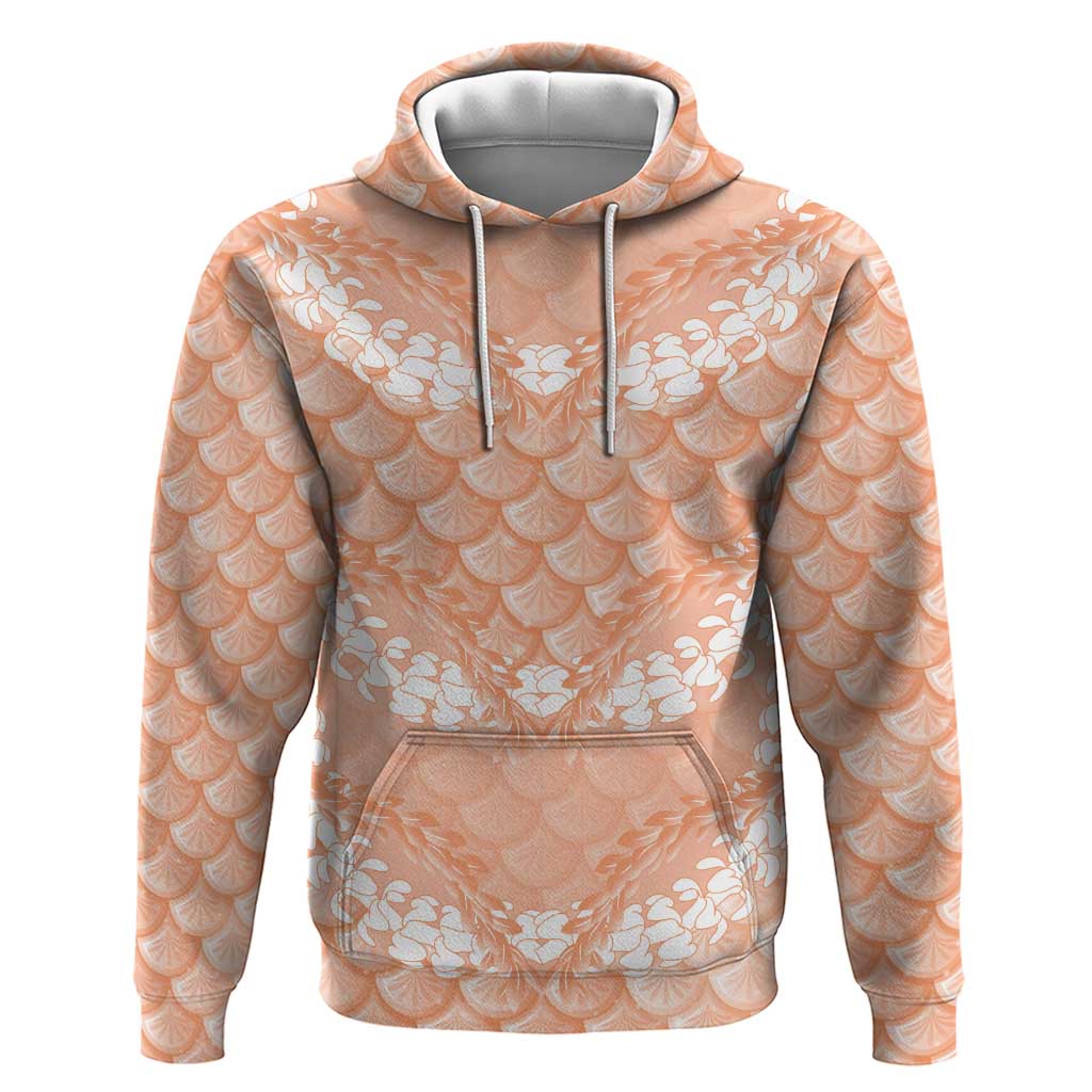 Apricot Mermaid Puakenikeni Maile Lei Zip Hoodie LT01 Pullover Hoodie Apricot - Polynesian Pride