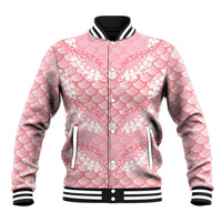 Soft Pink Mermaid Puakenikeni Maile Lei Baseball Jacket