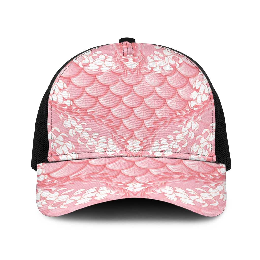 Soft Pink Mermaid Puakenikeni Maile Lei Baseball Net Cap