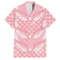 Soft Pink Mermaid Puakenikeni Maile Lei Family Matching Off Shoulder Short Dress and Hawaiian Shirt LT01 Dad's Shirt - Short Sleeve Pink - Polynesian Pride