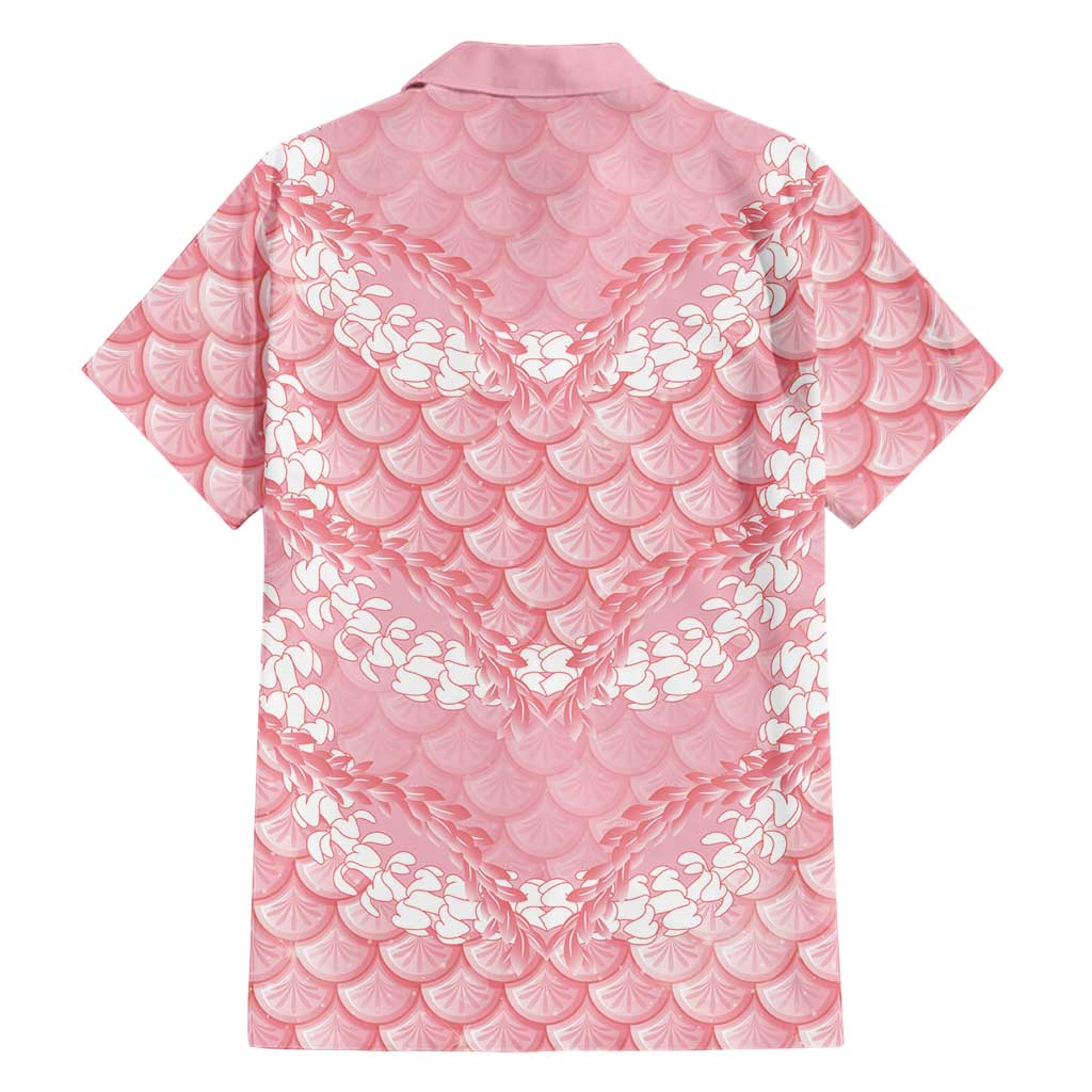 Soft Pink Mermaid Puakenikeni Maile Lei Family Matching Short Sleeve Bodycon Dress and Hawaiian Shirt LT01 - Polynesian Pride