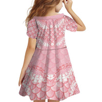 Soft Pink Mermaid Puakenikeni Maile Lei Family Matching Summer Maxi Dress and Hawaiian Shirt LT01 - Polynesian Pride