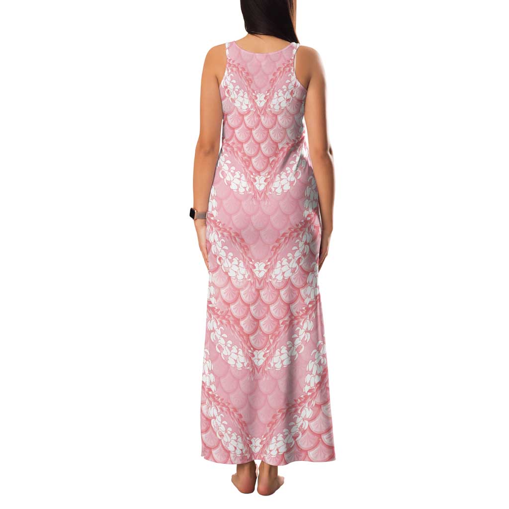 Soft Pink Mermaid Puakenikeni Maile Lei Family Matching Tank Maxi Dress and Hawaiian Shirt LT01 - Polynesian Pride
