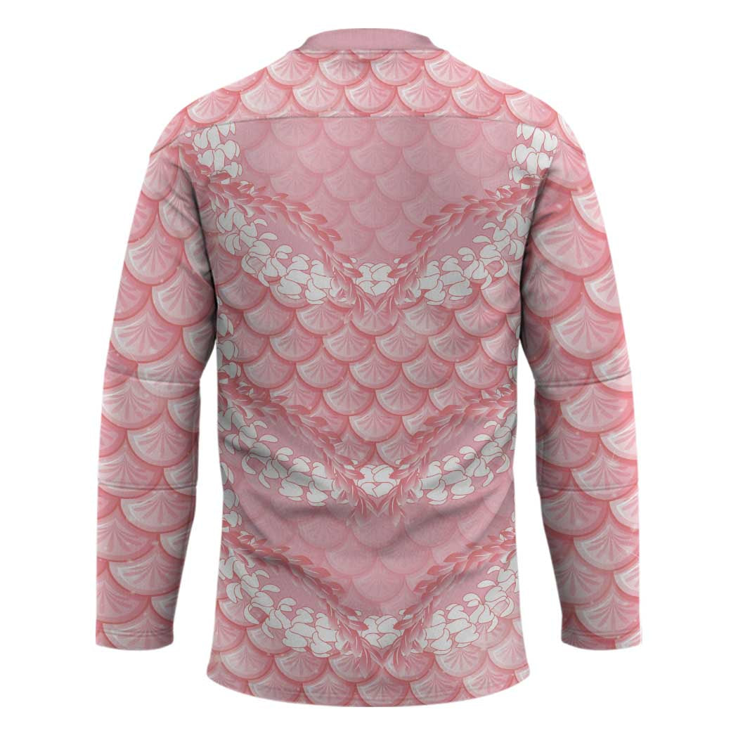 Soft Pink Mermaid Puakenikeni Maile Lei Hockey Jersey