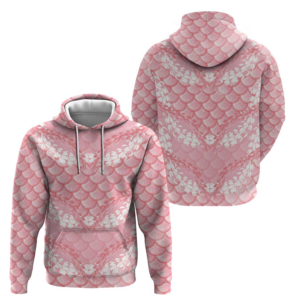 Soft Pink Mermaid Puakenikeni Maile Lei Hoodie