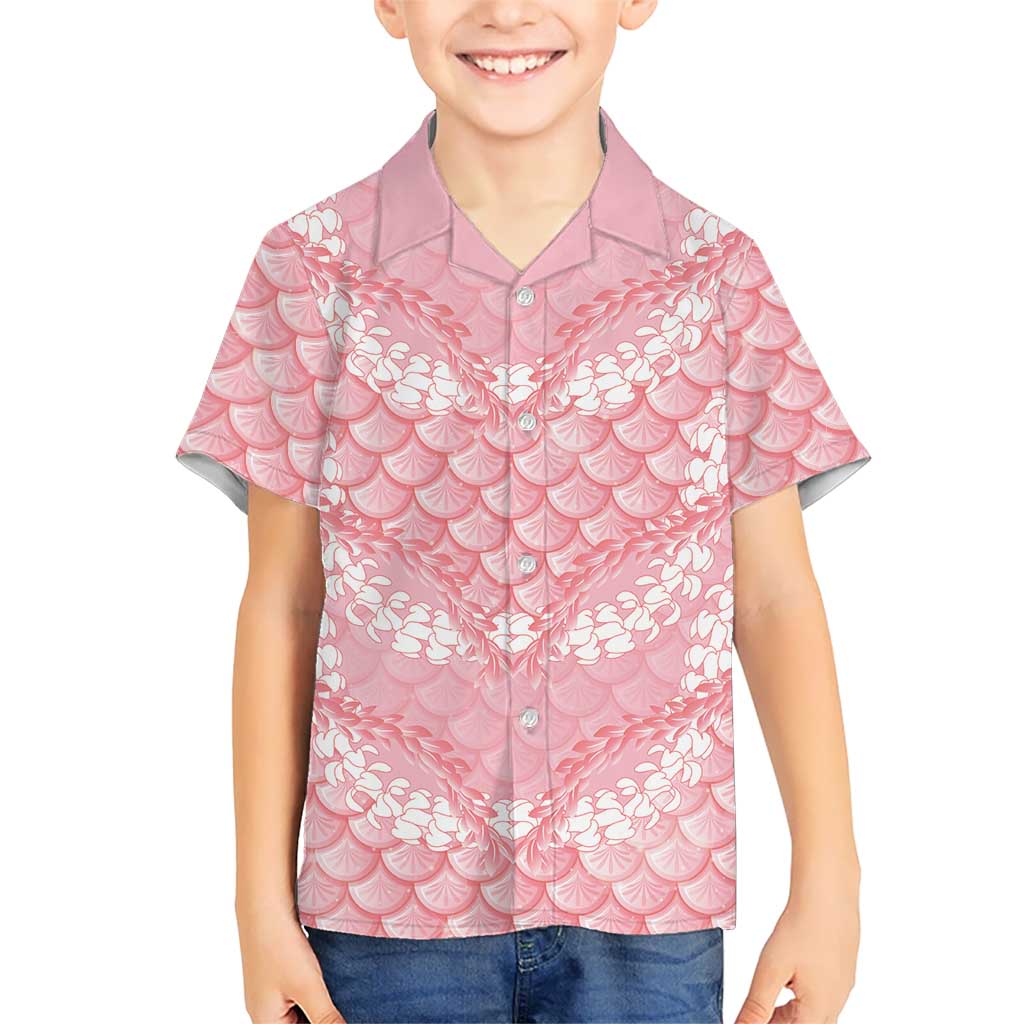 Soft Pink Mermaid Puakenikeni Maile Lei Kid Hawaiian Shirt LT01 Kid Pink - Polynesian Pride