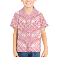 Soft Pink Mermaid Puakenikeni Maile Lei Kid Hawaiian Shirt LT01 Kid Pink - Polynesian Pride