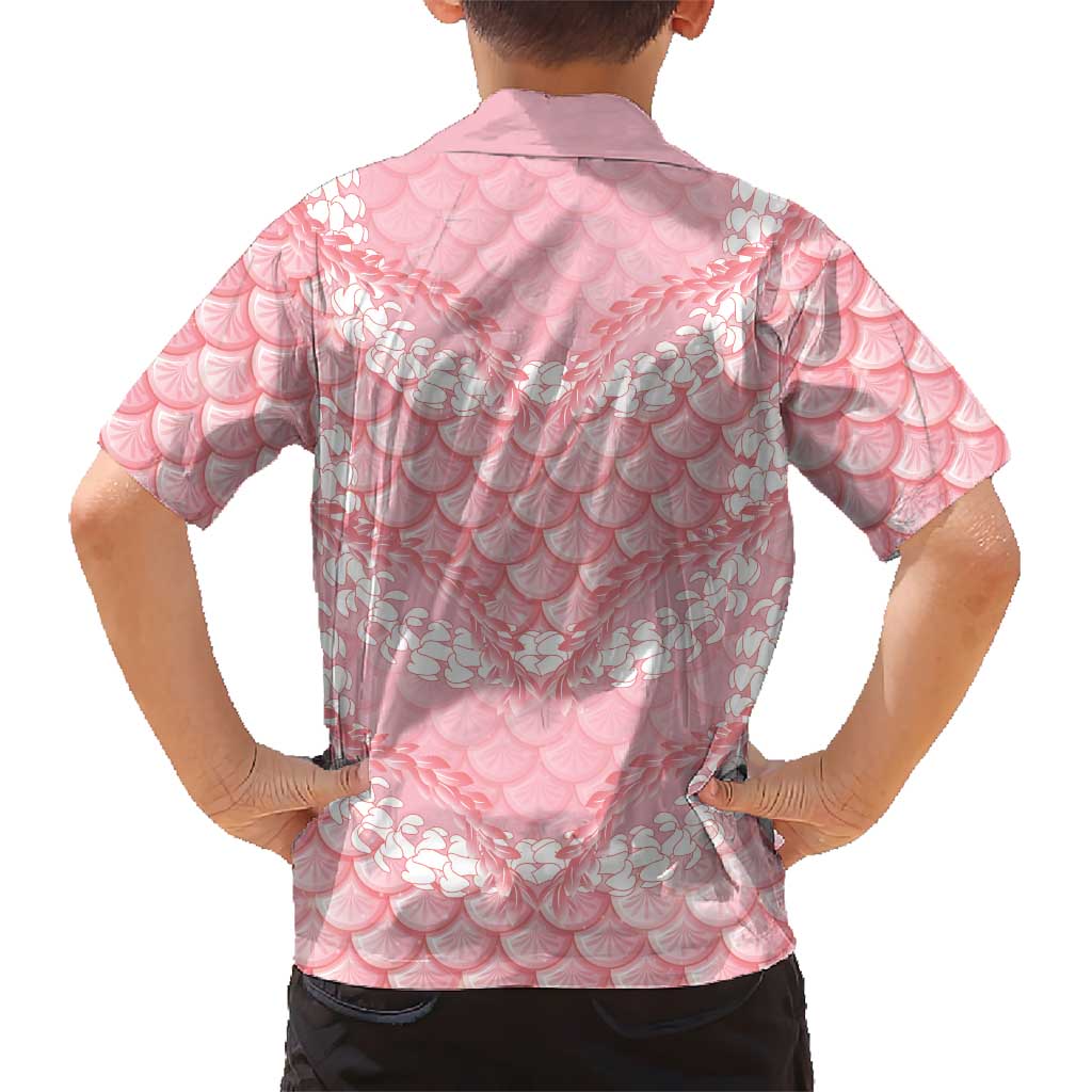 Soft Pink Mermaid Puakenikeni Maile Lei Kid Hawaiian Shirt LT01 - Polynesian Pride