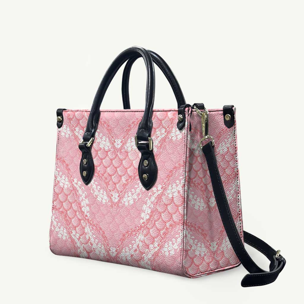 Soft Pink Mermaid Puakenikeni Maile Lei Leather Bag
