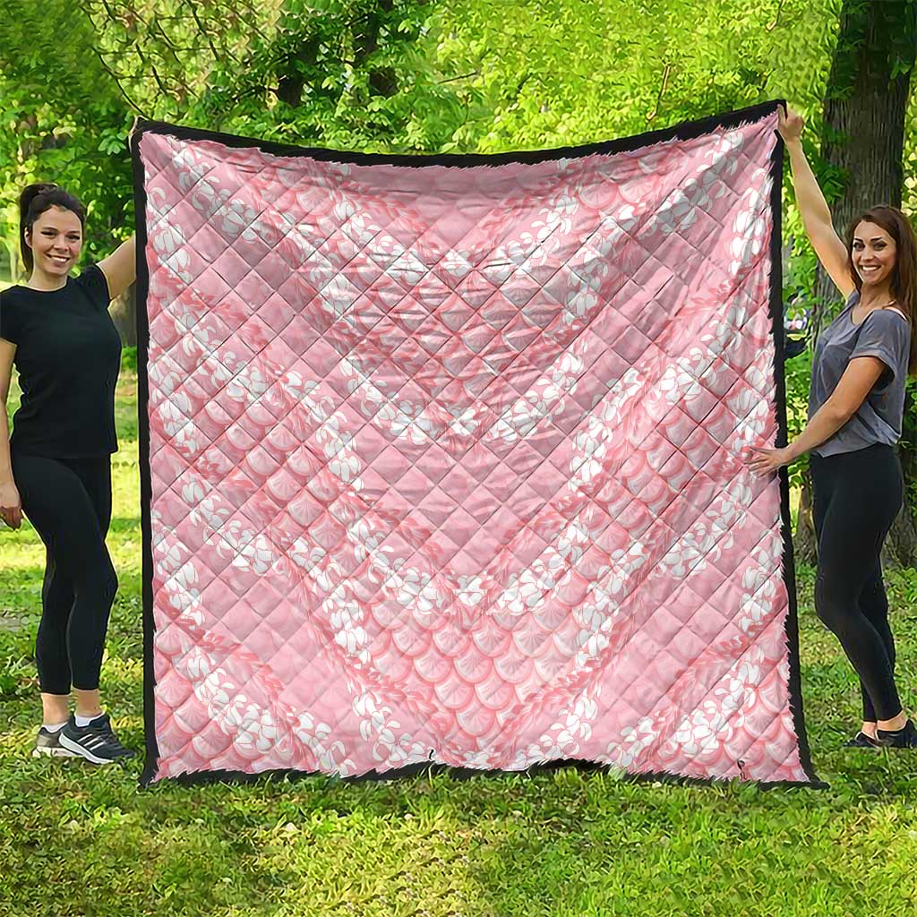 Soft Pink Mermaid Puakenikeni Maile Lei Quilt